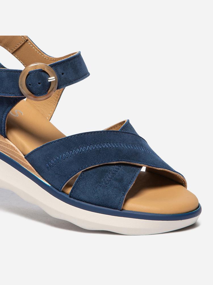 Sandales compensées - Femme - maintien boucle - HOULEMA - Bleu marine 2/4