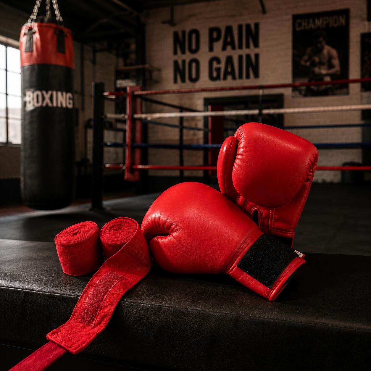 Vendas de Boxeo con Velcro (par) Rojo 3/3