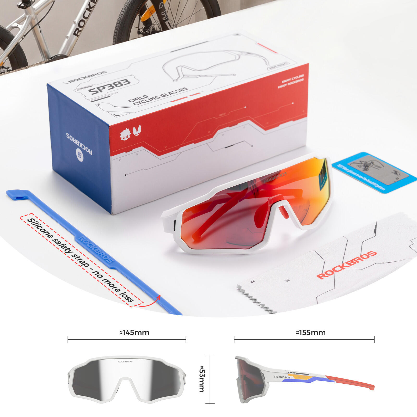 ROCKBROS Kinder Fahrradbrille Photochrom/Polarisiert 8/8