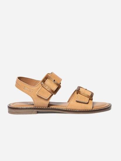 Sandales - Lifestyle - Femme - plates, cuir, velcro - ABIGAEL - marron