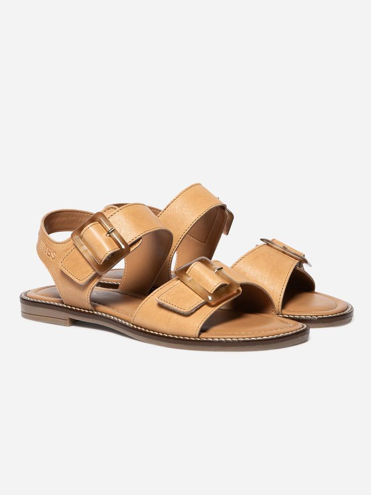 Chaussures - Femme - Sandales cuir velcro - ABIGAEL - Marron 4/4