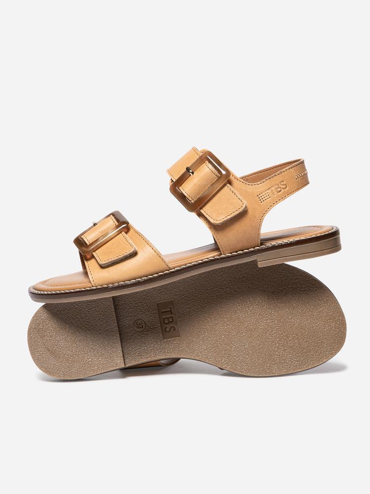 Chaussures - Femme - Sandales cuir velcro - ABIGAEL - Marron 3/4