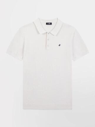 Polo manches courtes - homme - polo coton/lin - blanc/ecru