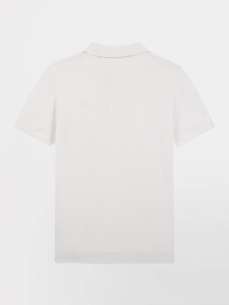 Polo - homme - manches courtes coton-lin - blanc/ecru 2/3