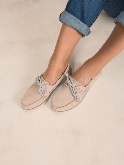Chaussures bateau - femme - lacets cuir - phenise beige