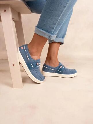 Chaussures bateau - Nautisme - Femme - Lacets élastiques - GEOFLOT Bleu denim