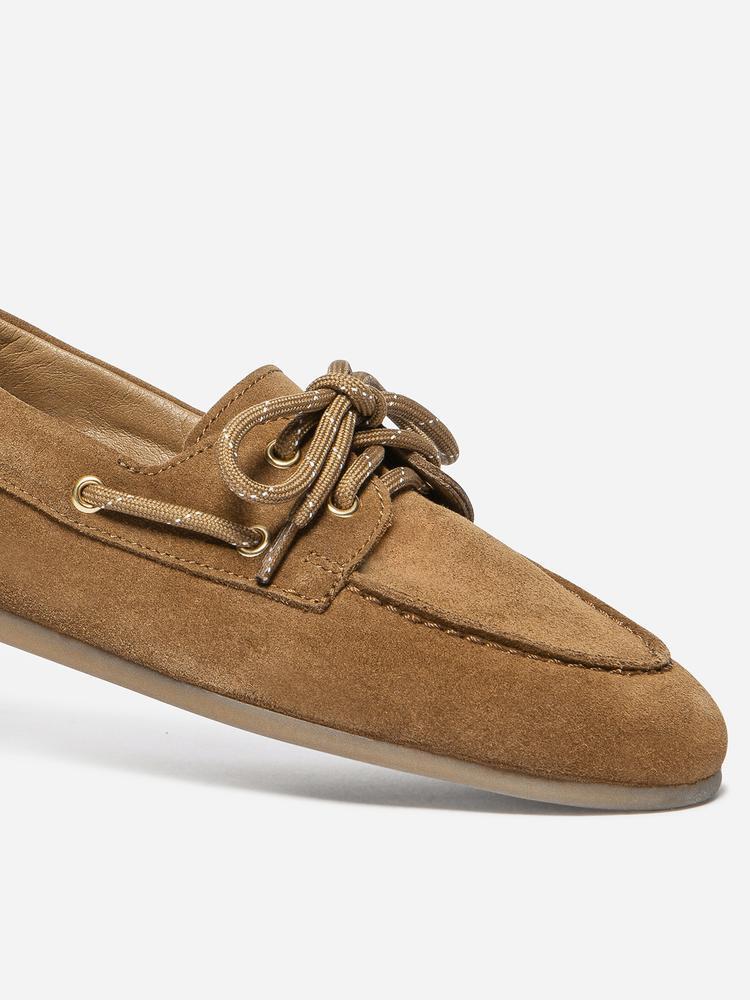 Chaussures bateau - femme - cuir, lacets, talon 10 mm - marron 2/5
