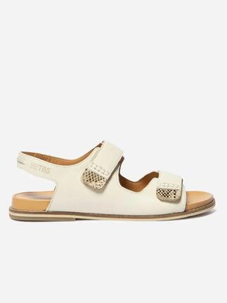Sandales - Loisirs - Femme - Plates, Fermeture velcro - MARIELA - Blanc/ecru