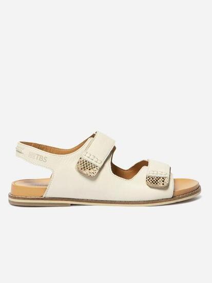 Sandales - Loisirs - Femme - Plates, Fermeture velcro - MARIELA - Blanc/ecru