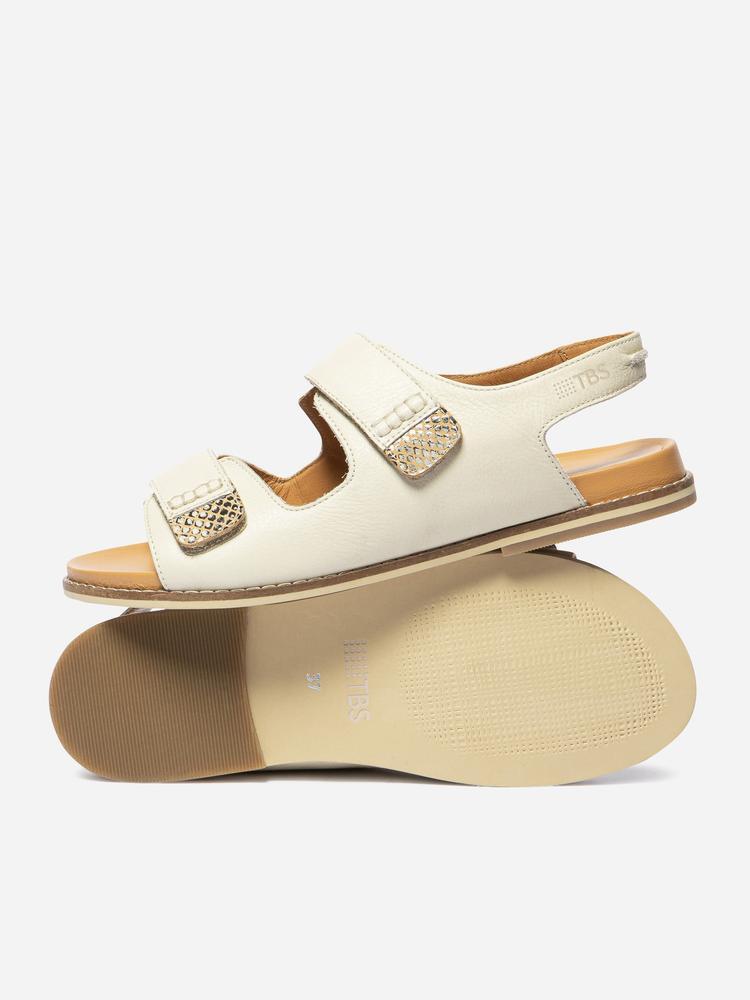 Sandales - Lifestyle - Femme - Plates, cuir, velcro - MARIELA - Blanc/ecru 3/5