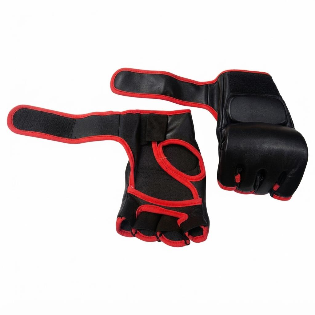 Guantillas MMA Cuero Sintético Alta Calidad Negro/Rojo 2/3