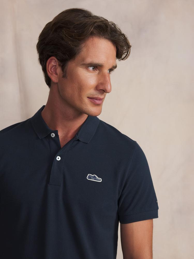 Polo - homme - manches courtes, coupe ajustée - bleu marine 3/5