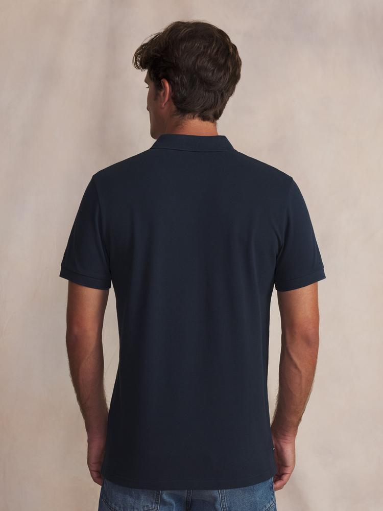 Polo - homme - manches courtes, coupe ajustée - bleu marine 2/5