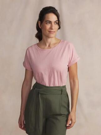 T-shirt - femme - manches courtes brodée - mahiatee - rose