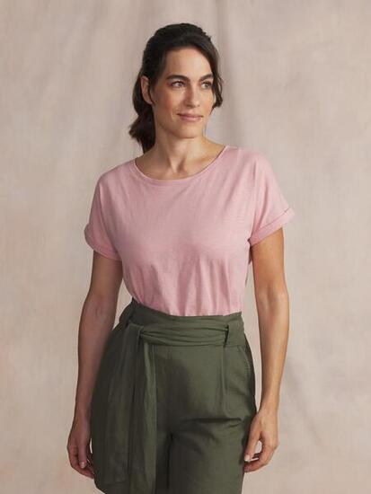 T-shirt - femme - manches courtes brodée - mahiatee - rose