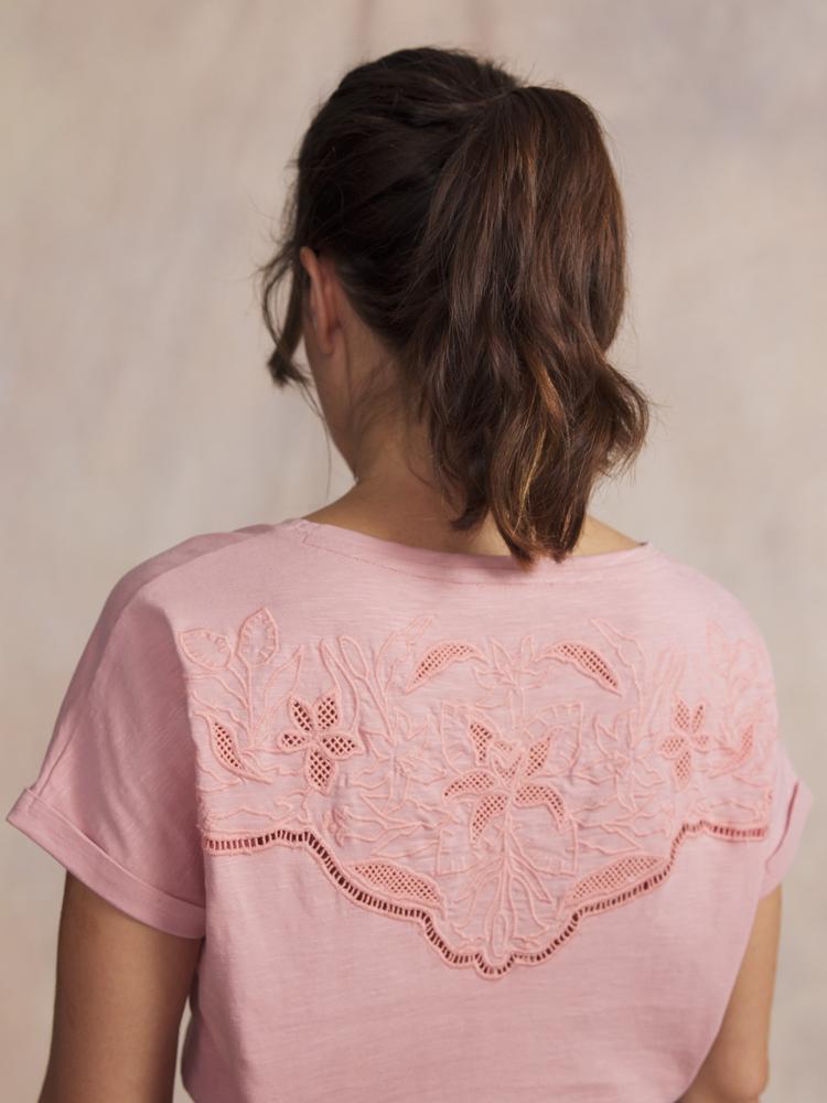 T-shirt - sport - femme - manches courtes, col rond, MAHIATEE - rose/rouge 3/5