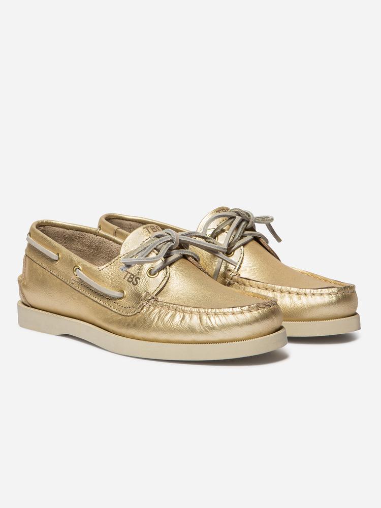 Chaussures bateau - Femme - Lacets cuir - PHENISE - Beige 4/5