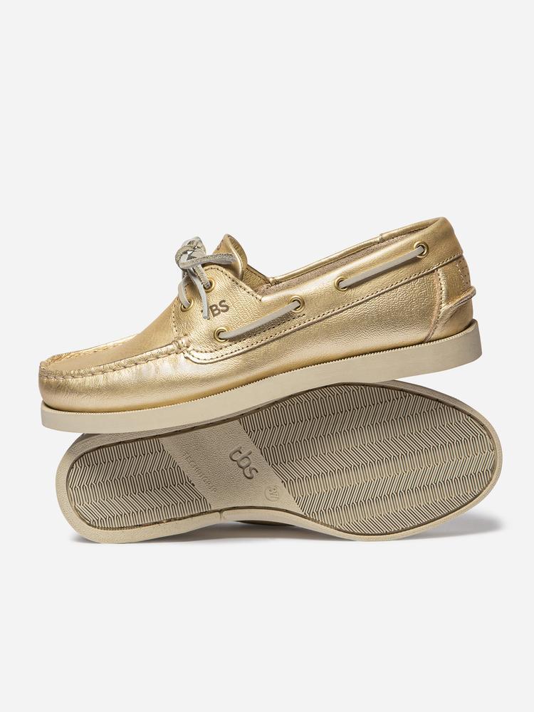 Chaussures bateau - Femme - Lacets cuir - PHENISE - Beige 3/5