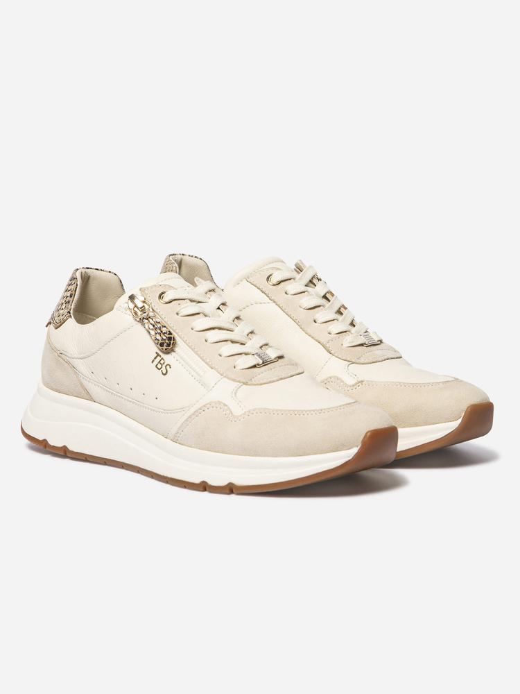 Baskets - Sport - Femme - Zip et lacets - BLONZIP - Blanc/écru 4/5