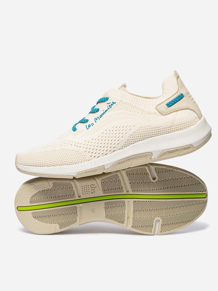 Chaussures - running - femme - lacets élastiques - blanc/ecru 3/5