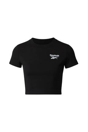 T-shirt dames crop ronde hals 100% katoen REEBOK zwart