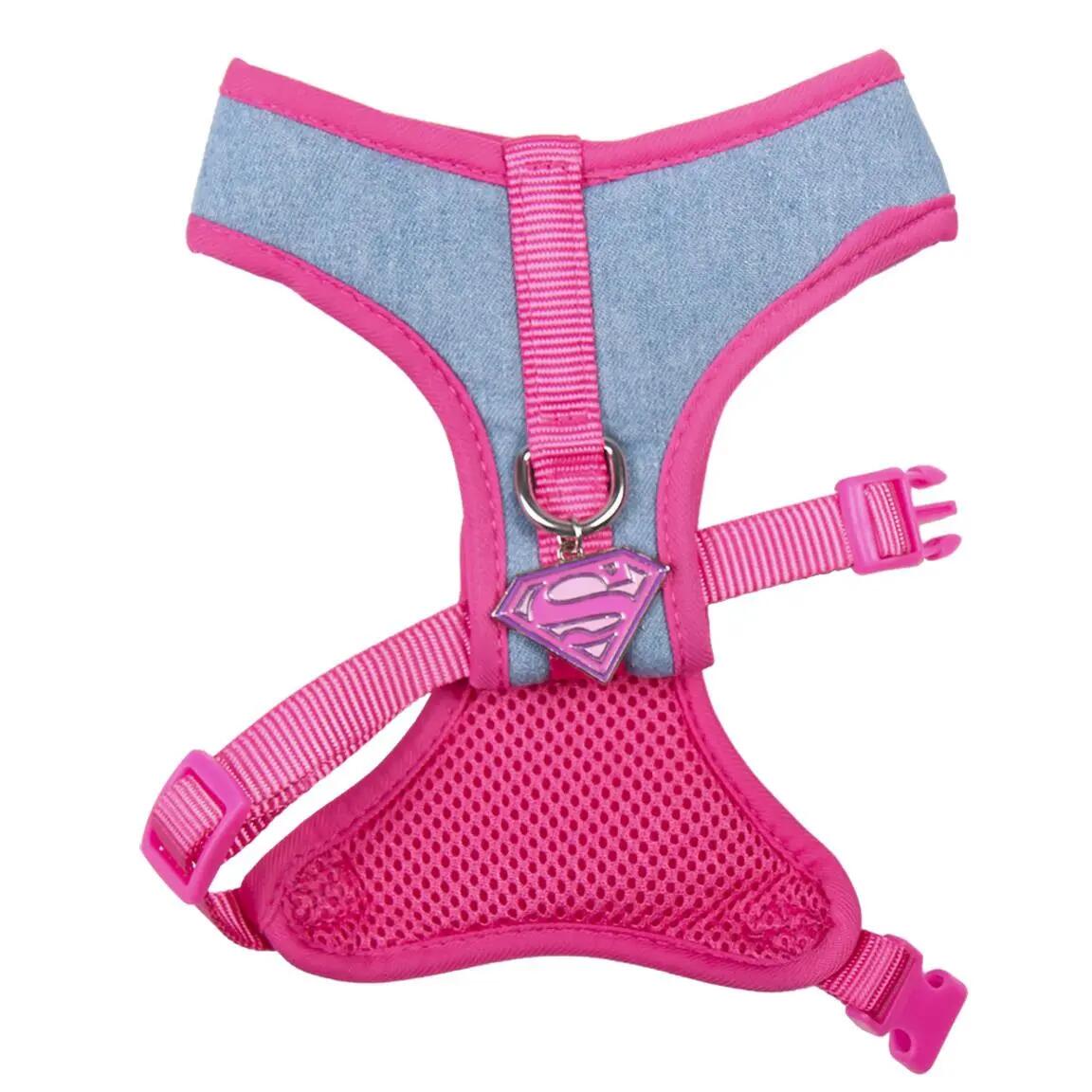 Pettorina per cani Supergirl Ajustable con Guinzaglios y Hebilla Rosa y Azul 2/7