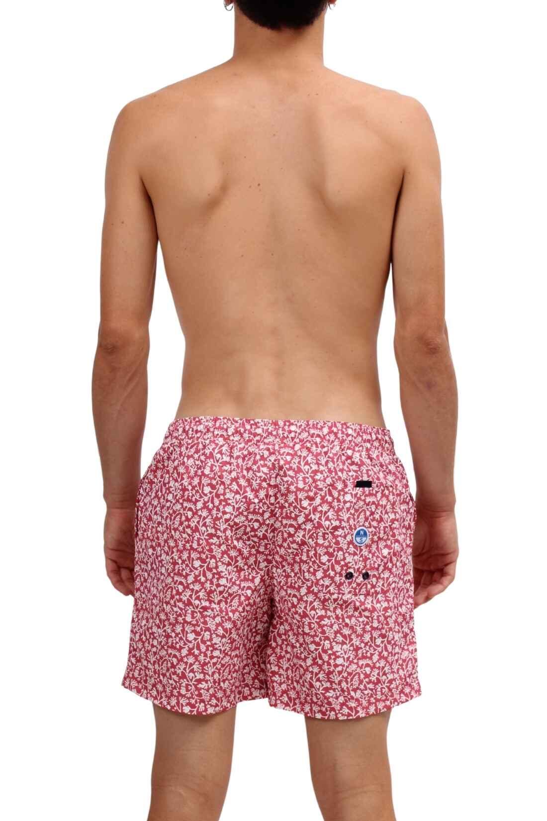 Shorts uomo - vita elasticizzata, stampa contrasto - rosso 3/4
