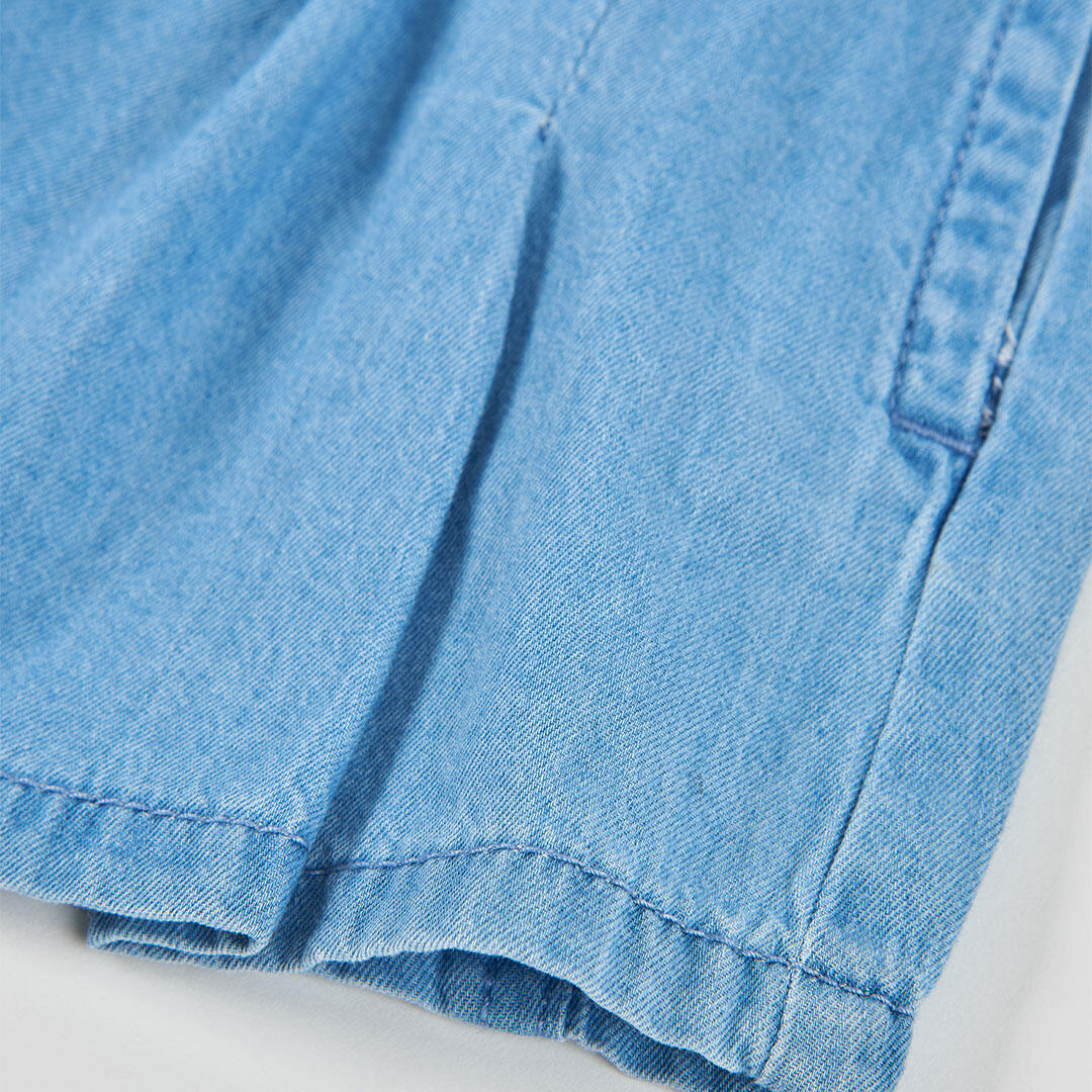 Falda-short vaquera para niña con cintura elástica, azul claro 4/4