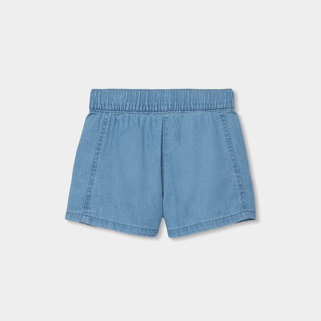 Falda-short vaquera para niña con cintura elástica, azul claro 2/4