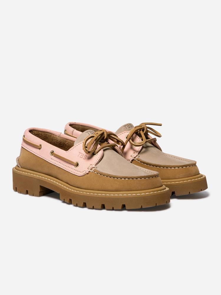 Chaussures bateau - Nautisme - Femme - Lacets cuir, Talon 35 mm - LAZARIA marron 4/5
