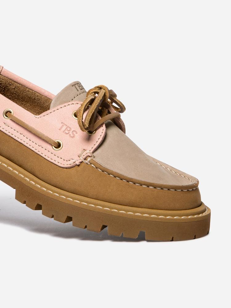Chaussures bateau - Nautisme - Femme - Lacets cuir, Talon 35 mm - LAZARIA marron 3/5