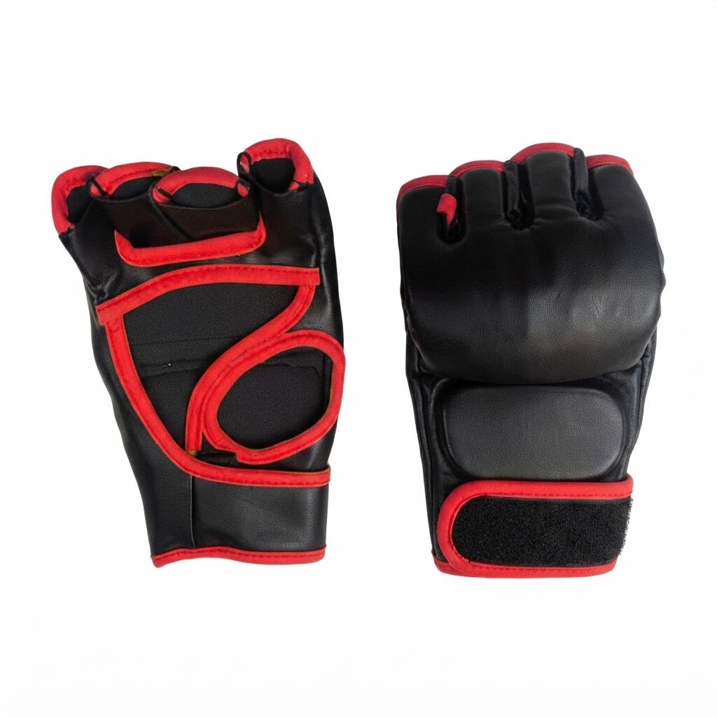 Guantillas MMA Cuero Sintético Alta Calidad Negro/Rojo 3/3