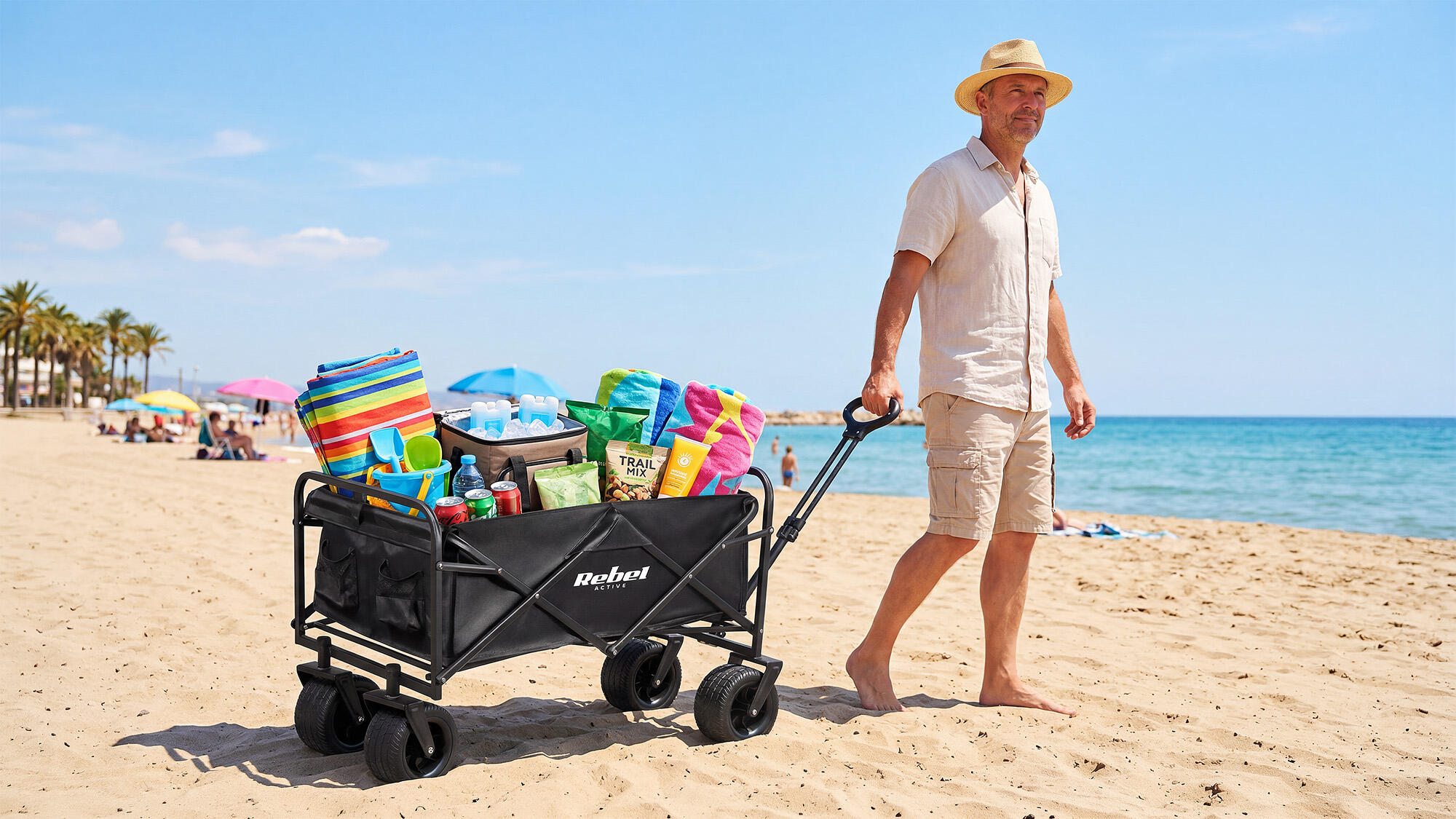 Wózek plażowy transportowy składany ogrodowy turystyczny  Rebel 150L 100kg 4/4