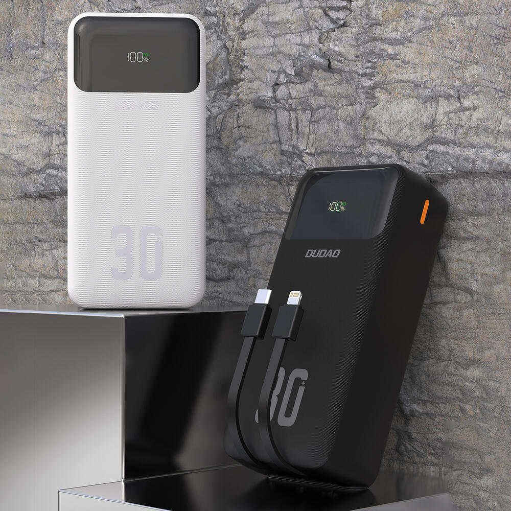 Powerbank PD 22,5 W o pojemności 30000 mAh ze zintegrowanymi kablami DUDAO 3/7