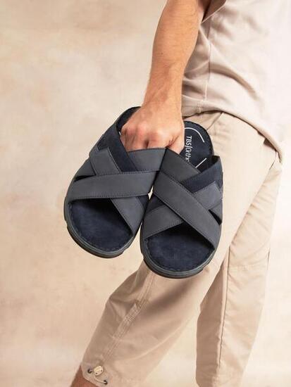 Chaussures - Lifestyle - Homme - Mules en cuir, talon 45 mm - JACQUIE - Bleu