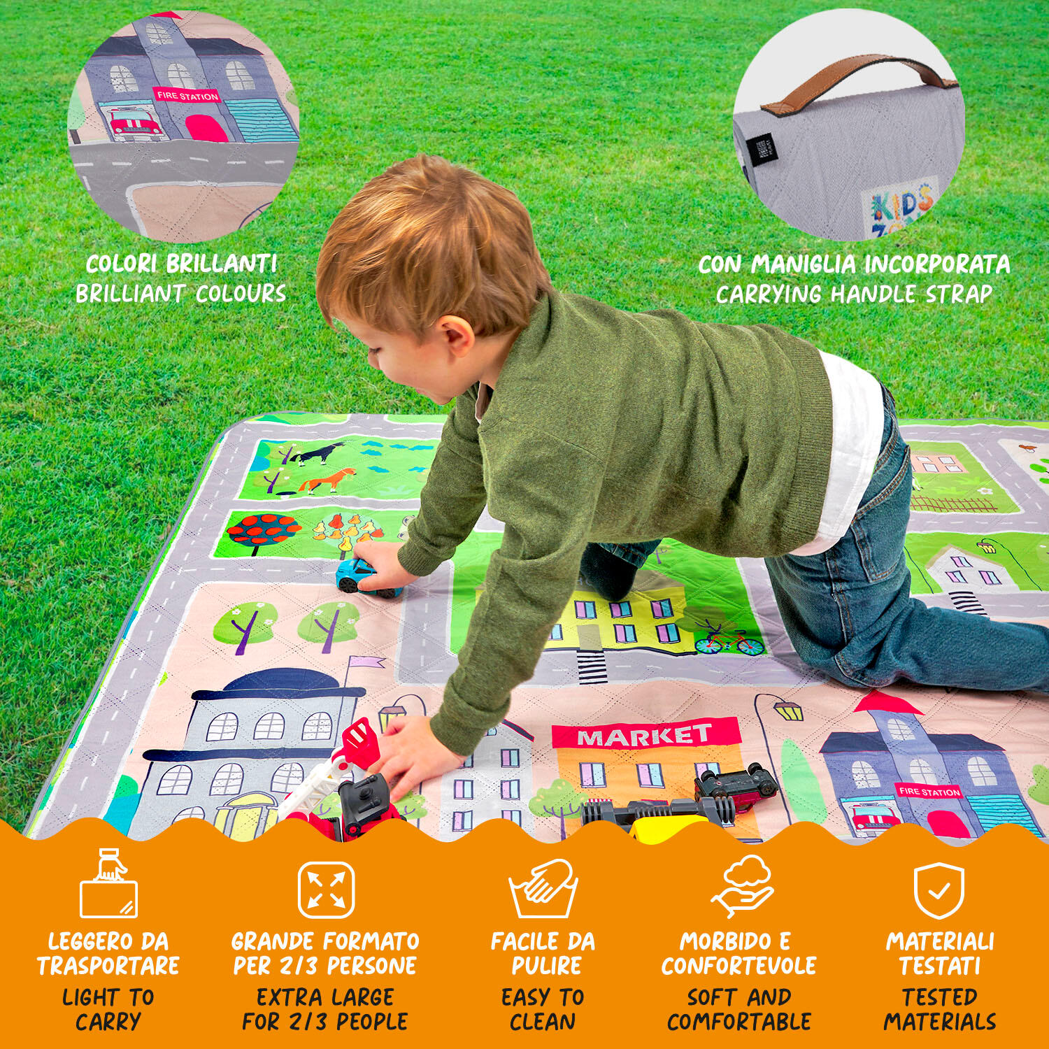 Telo Picnic Bambini Pista Macchinine 5/8