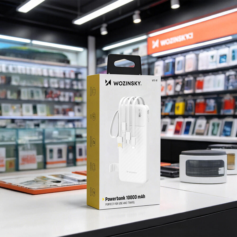 Powerbank 10000mAh ze zintegrowanymi kablami i latarką WOZINSKY 6/6