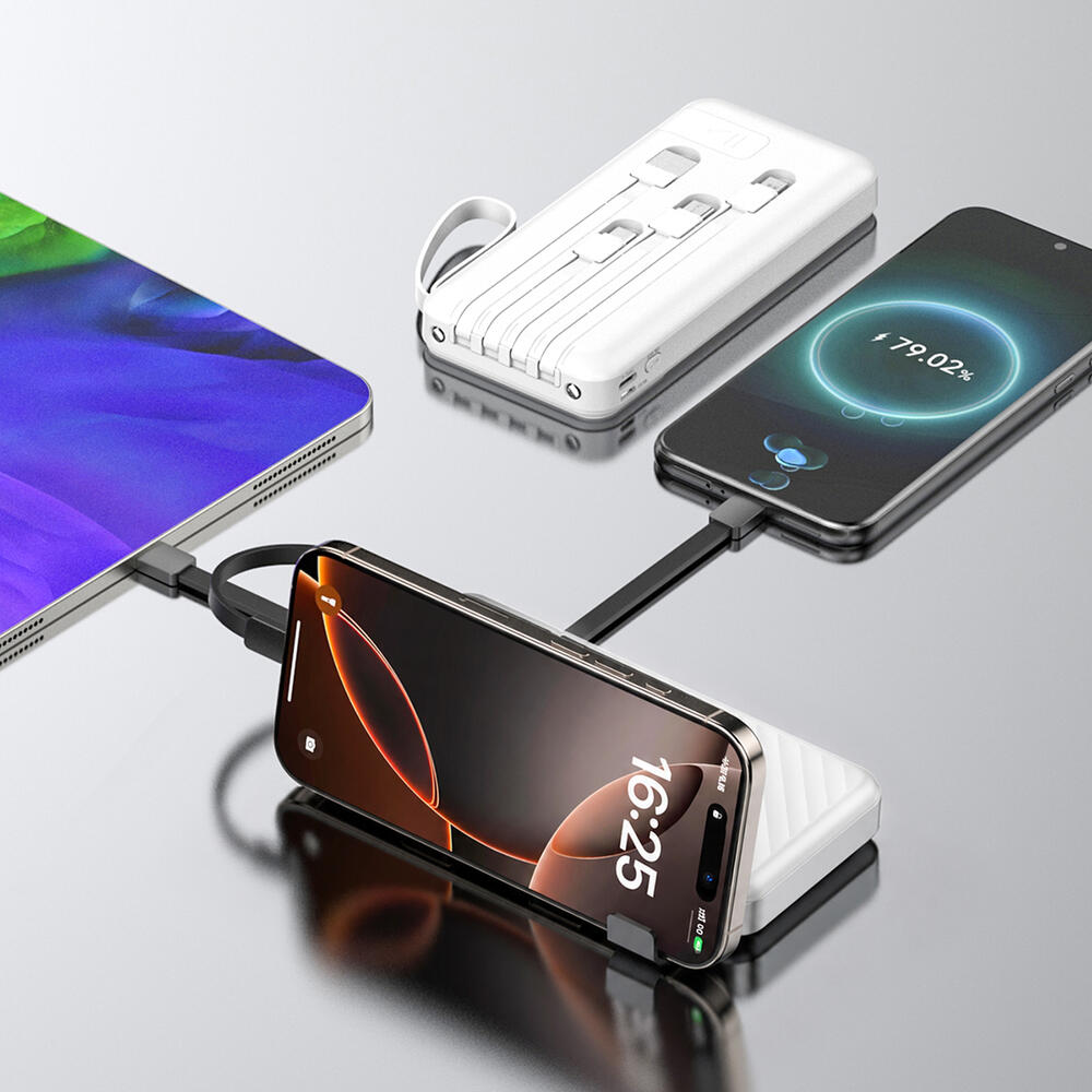 Powerbank 10000mAh ze zintegrowanymi kablami i latarką WOZINSKY 2/6