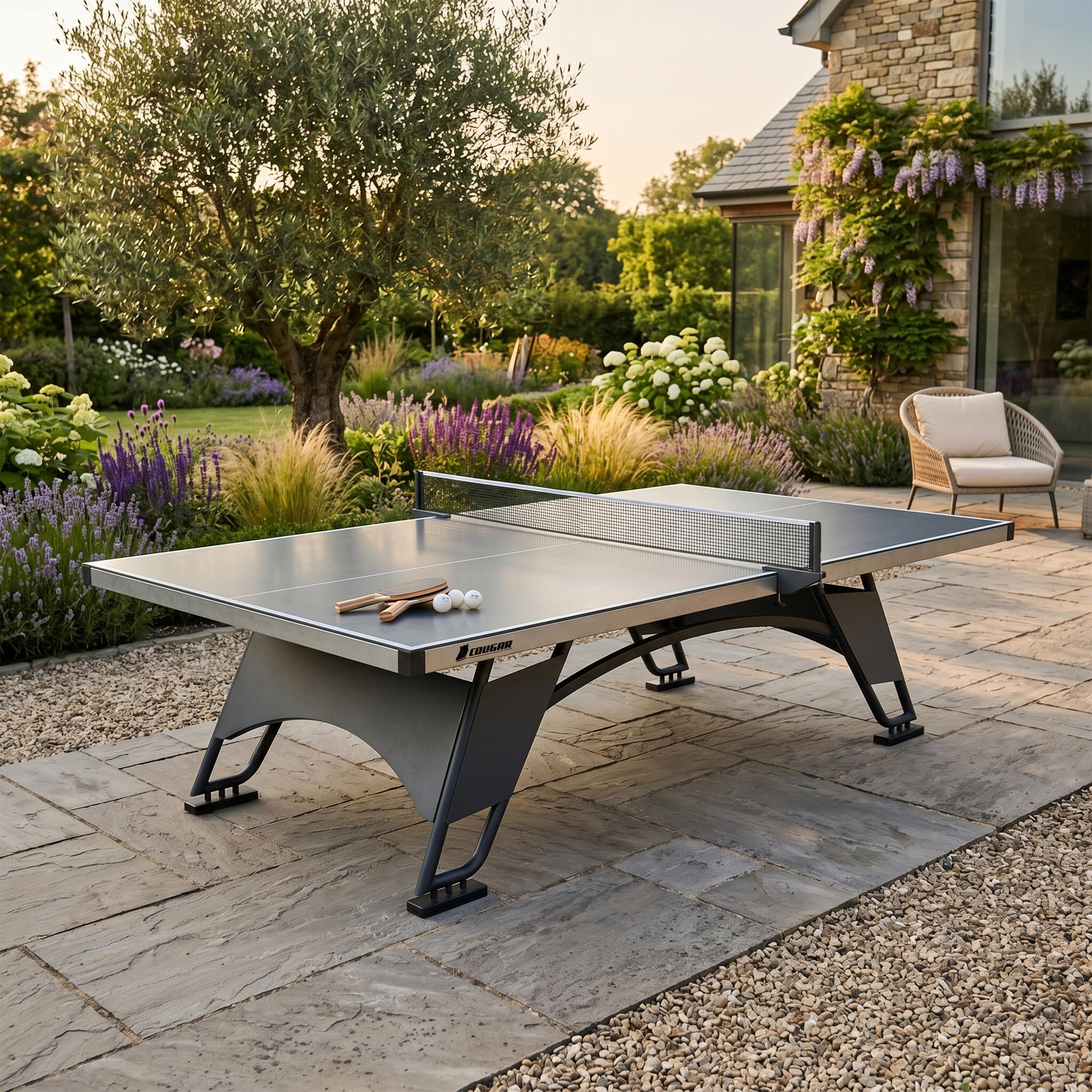 Tafeltennistafel, Cougar Premium 2800, voor buiten, inclusief net 3/7