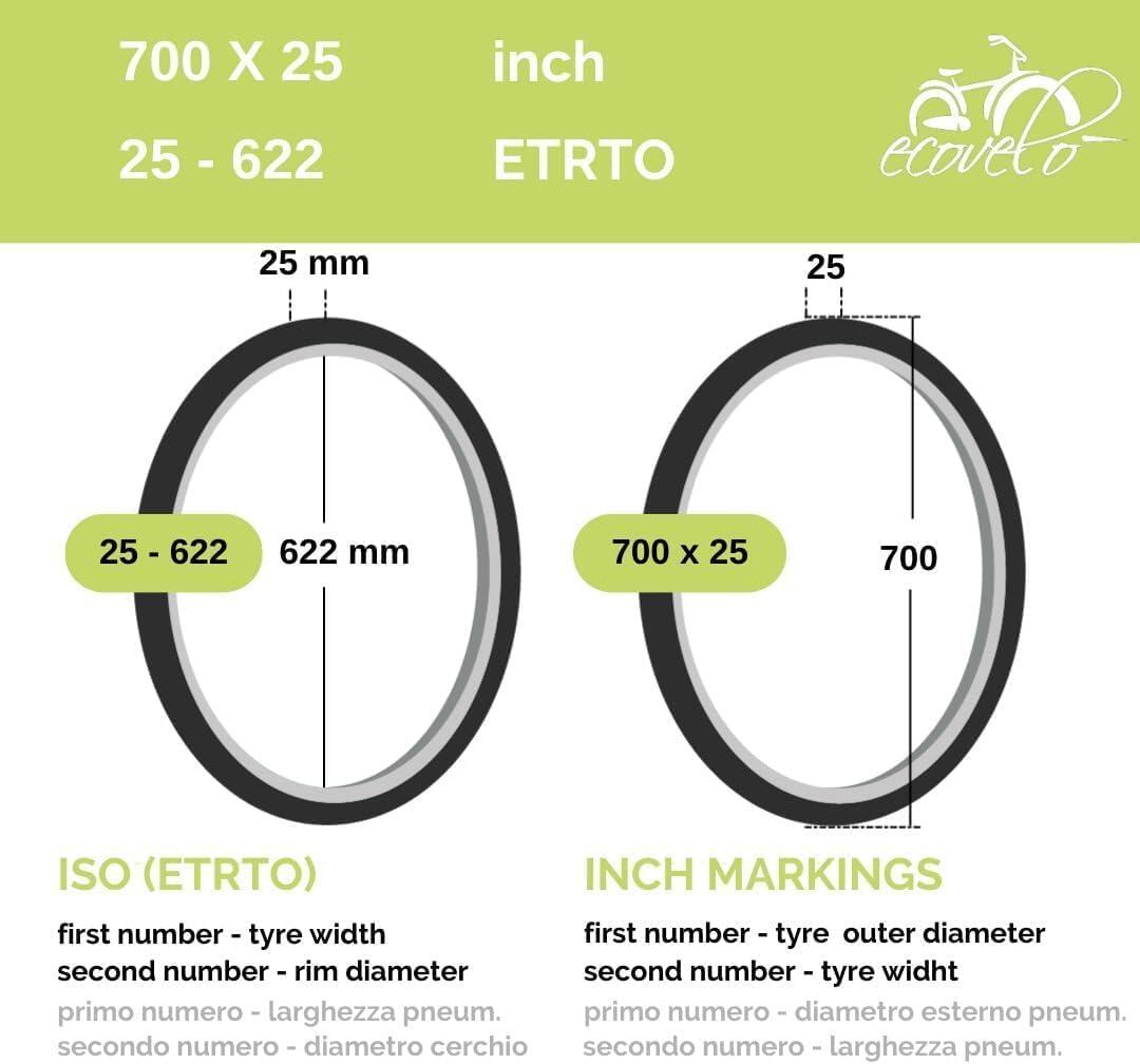 2 copertoni 700x25C (25-622)+camere, pneumatici bici corsa 700 x 35C stradali EV 2/6