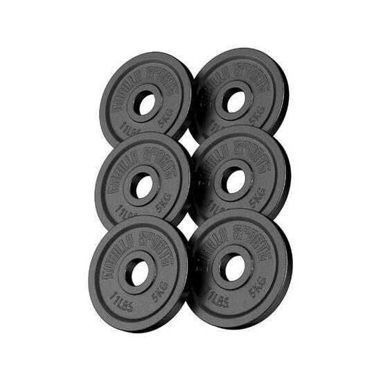 Set de 6 disques Olympiques en fonte de 5 KG | Poids compatibles avec barre olym
