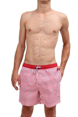 Shorts mare - Uomo - righe vita elasticizzata - Rosso