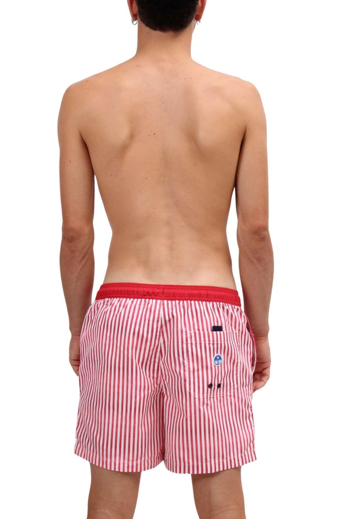 Shorts mare - Uomo - righe, vita elasticizzata - Rosso 3/4