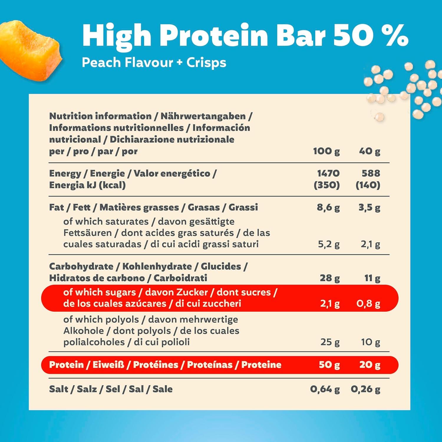 High Protein Bar 50% Peach Crispie 16x40g 5/5