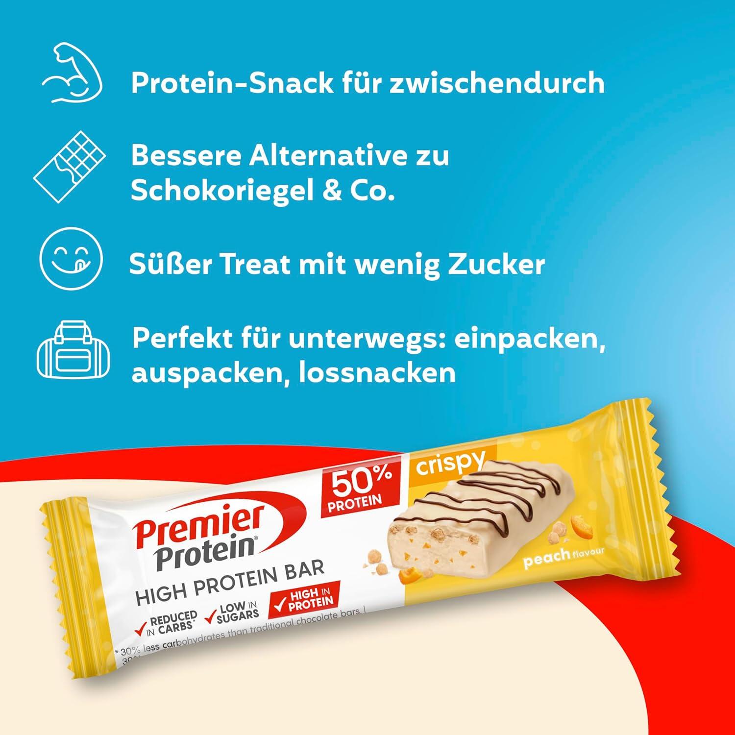 High Protein Bar 50% Peach Crispie 16x40g 4/5