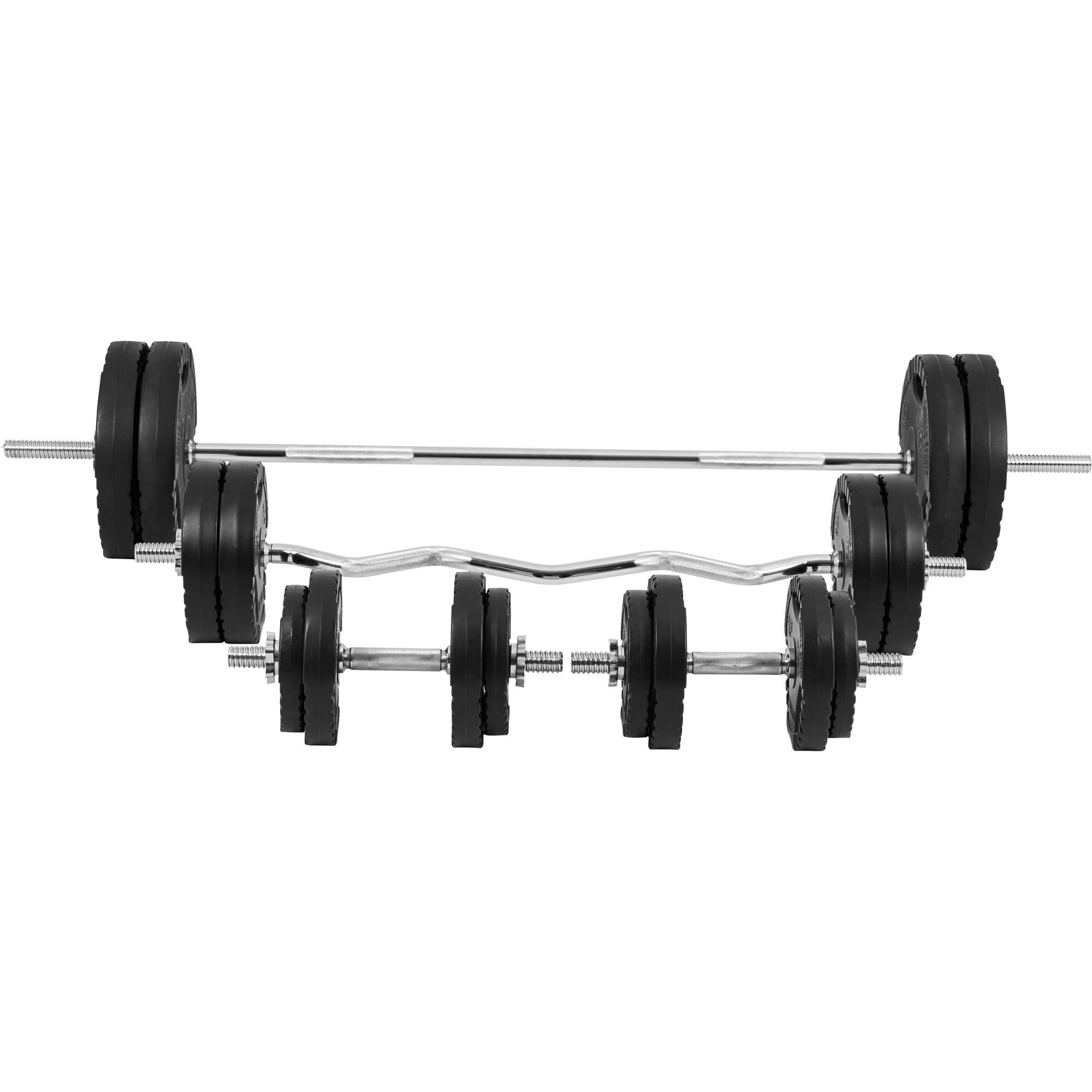 ZESTAW 100 KG sztanga gryfy prosty łamany do hantli talerze