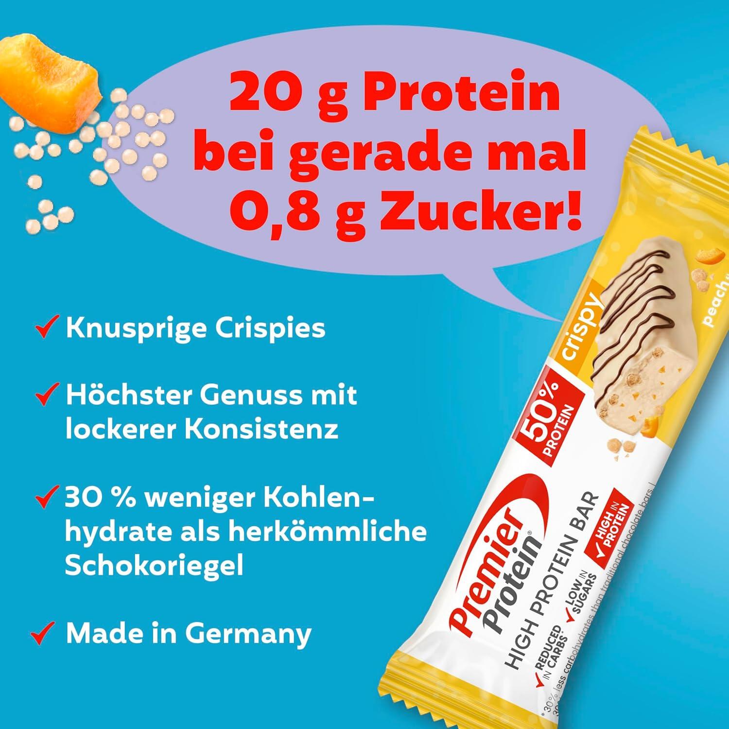 High Protein Bar 50% Peach Crispie 16x40g 3/5