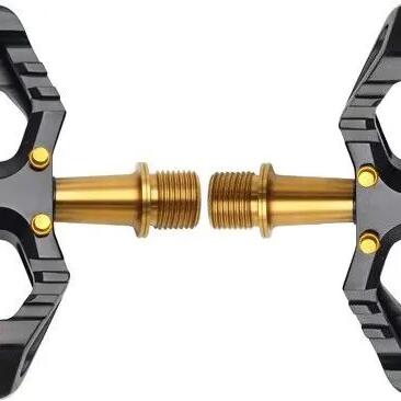 Pair of HT Components AR09T Flat Pedals, Black/Gold
