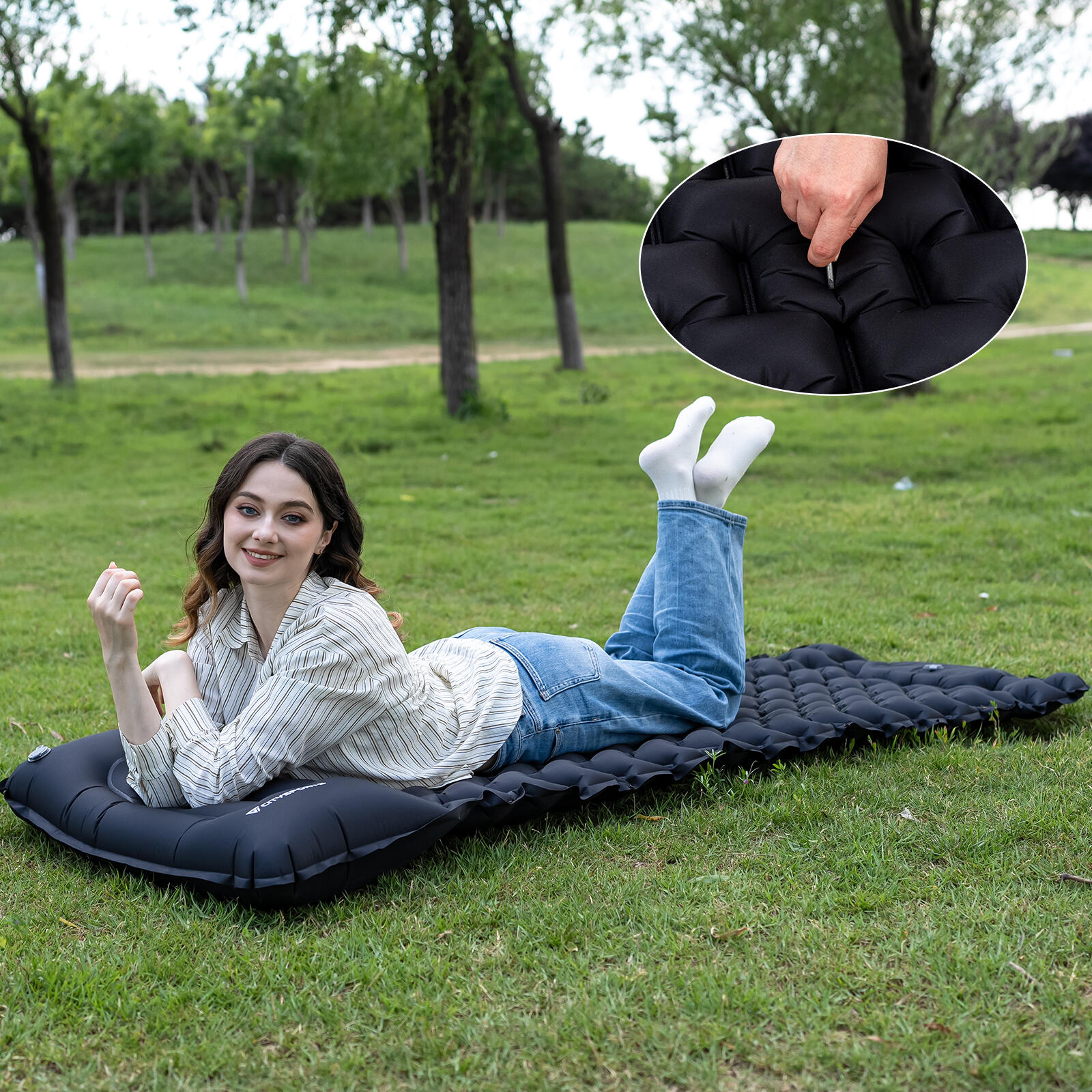 Matelas gonflable, Matelas de Camping, avec pompe à pied intégrée 5/5