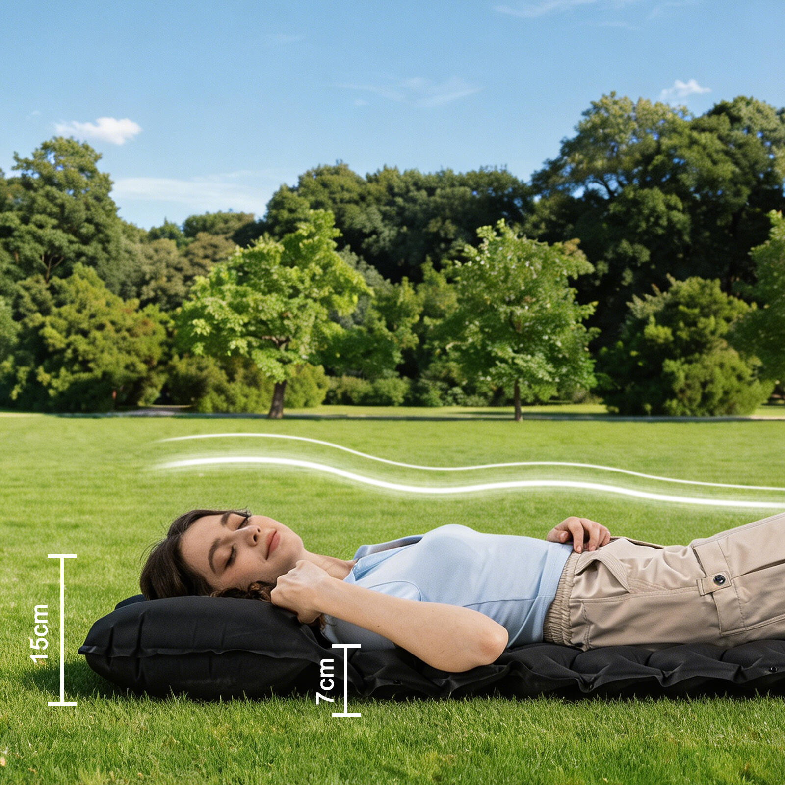 Matelas gonflable, Matelas de Camping, avec pompe à pied intégrée 3/5